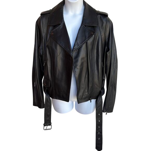 Universal Standard Leeron Black Leather Classic Moto Style Jacket size 18-20 - Picture 1 of 13